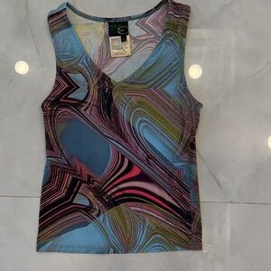 Just Cavalli Blue and Purple Swirl Tank Top